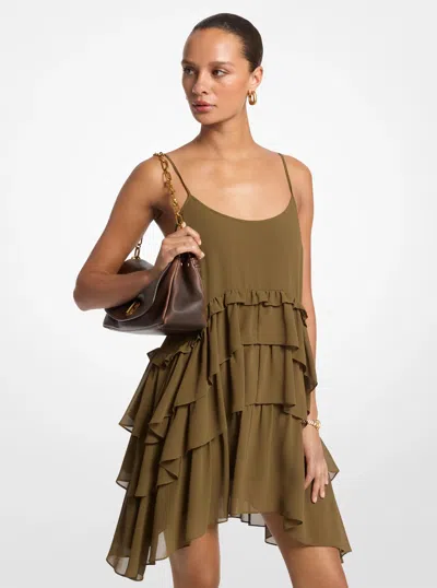 Michael Kors Georgette High-low Tank Dress In Green