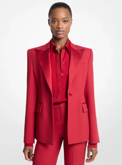 Michael Kors Georgie Double Crepe Sablé Blazer In Red