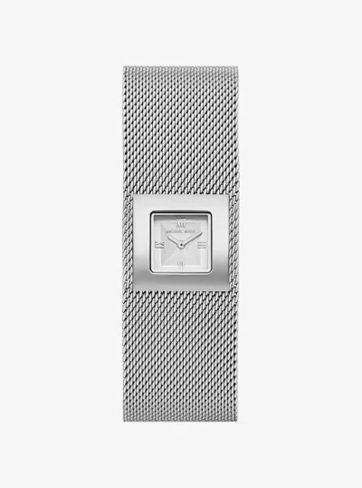Michael Kors Georgie Petite Silver-tone Mesh Watch In Silver In Transparent