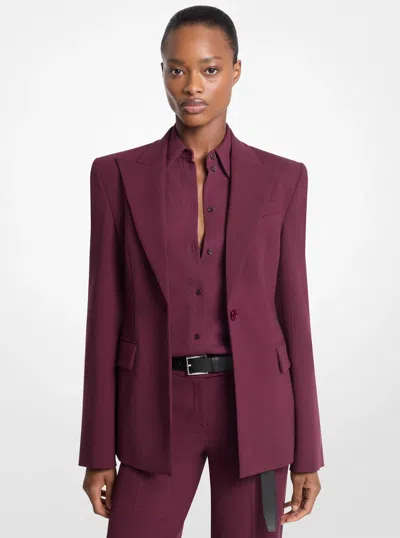 Michael Kors Georgie Stretch Wool Crepe Blazer In Red