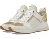 Michael Kors Georgie Womens 8 Pale Gold Leather Chain-mesh Trainer Shoes Zogg134 In White