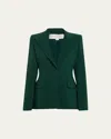 Michael Kors Georgina One-button Wool Blazer In Forest