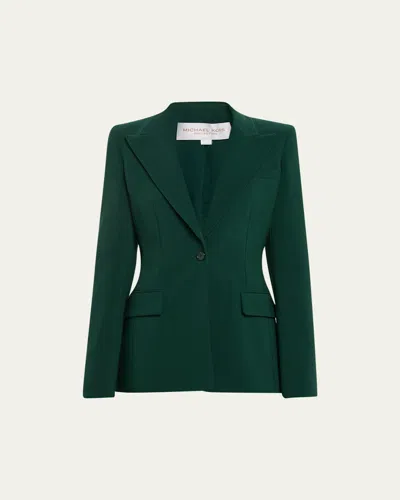 Michael Kors Georgina One-button Wool Blazer In Forest