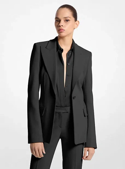 Michael Kors Georgina Stretch Pebble Crepe Blazer In Black