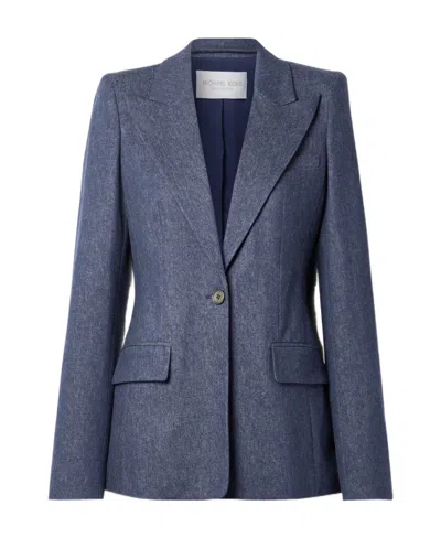 Michael Kors Georgina Stretch Suit Coat In Blue
