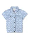 Michael Kors Monogram-pattern Denim Jacket In Light Blue