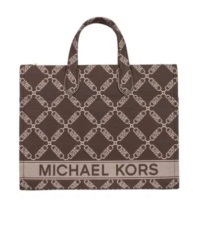 Michael Kors Gigi Cotton Tote Bag In Brown