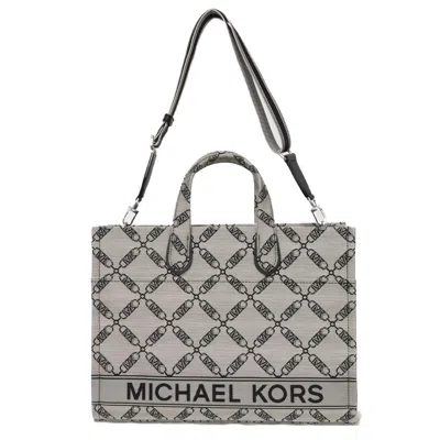 Michael Kors Gigi Empire Logo Cotton Tote Bag In Gray