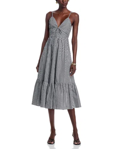 Michael Kors Gingham Cotton Midi Dress In Black