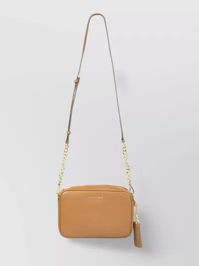Michael Kors Ginny Chain Detail Tassel Cross-body In Brown