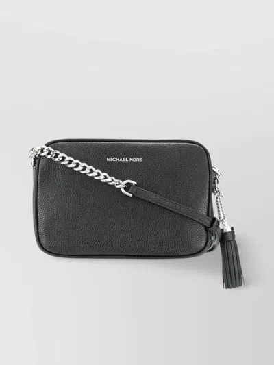 Michael Kors Ginny Textured Chain Strap Cross-body Bag In Black