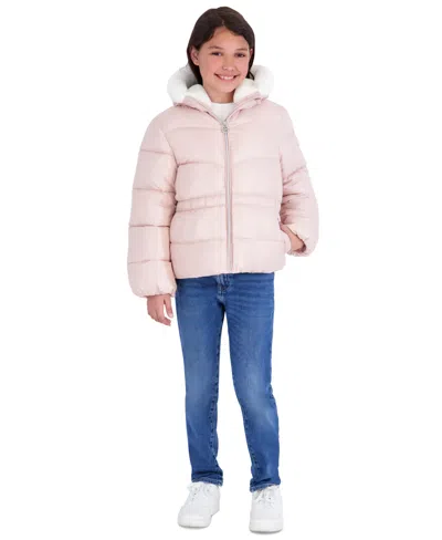 Michael Kors Kids' Girls' 5-16 Peplum Heavy Weight Long-sleeve Puffer Jacket In Pink