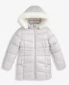 Michael Kors Girls 7-16 Stadium Puffer Jacket With Faux-fur Trim In White