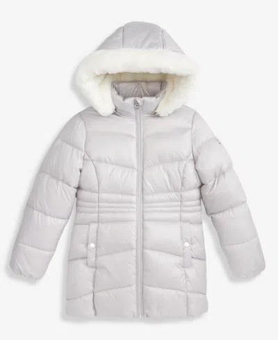 Michael Kors Kids' Girls 7-16 Stadium Puffer Jacket With Faux-fur Trim In White