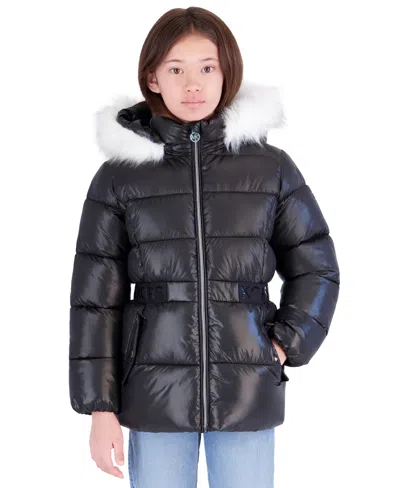 Michael Kors Kids' Girls' 7-16 Hooded Heavy-weight Puffer Jacket In Black