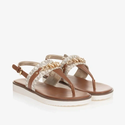 Michael Kors Kids' Girls Brown Faux Leather Sandals