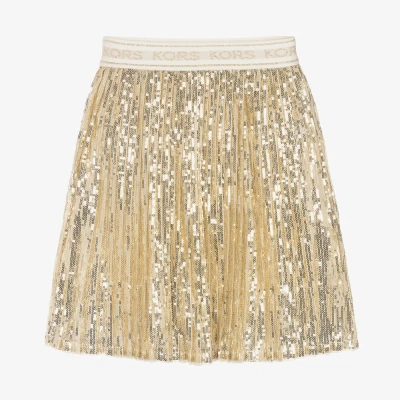 Michael Kors Kids' Girls Gold Pleated Sequinned Skirt