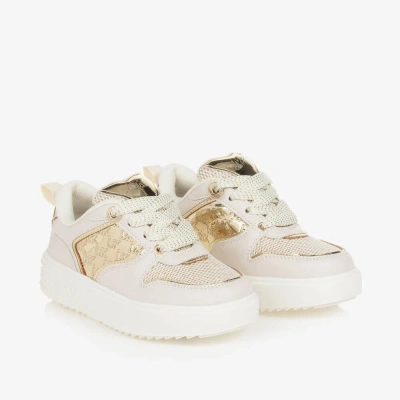 Michael Kors Kids' Girls Ivory & Gold Lace-up Trainers