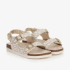 MICHAEL KORS GIRLS IVORY FAUX LEATHER SANDALS