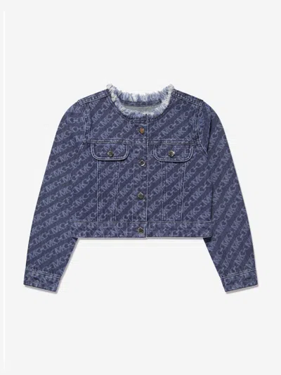 Michael Kors Kids'  Girls Logo Denim Jacket In Blue