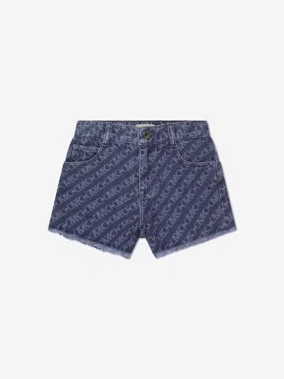 Michael Kors Kids'  Girls Logo Denim Shorts In Blue