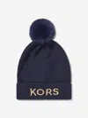 Michael Kors Girls Logo Pull On Hat In Blue