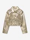 Michael Kors Girls Metallic Crackle Effect Jacket In Gold
