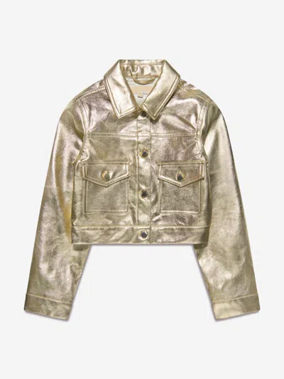 Michael Kors Kids'  Girls Metallic Crackle Effect Jacket In Gold