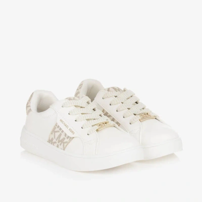 Michael Kors Kids' Girls White Faux Leather Lace-up Trainers