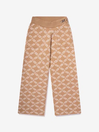 Michael Kors Babies' Girls Wide Leg Knitted Trousers In Beige