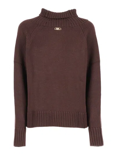 Michael Kors Roll-neck Sweater In Brown