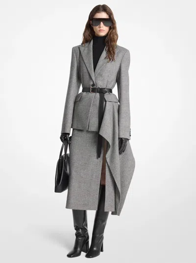 Michael Kors Glen Plaid Wool Cashmere Flannel Blazer In Black