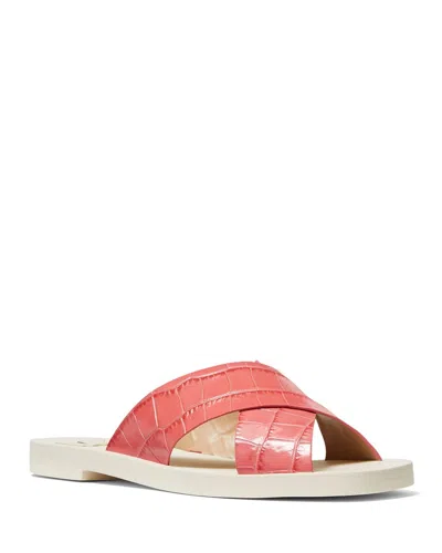 Michael Kors Glenda Sandals Women's Red Cross Strap Slip-on Slide Jobb428