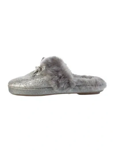 Pre-owned Michael Kors Glitter Mules In Silver