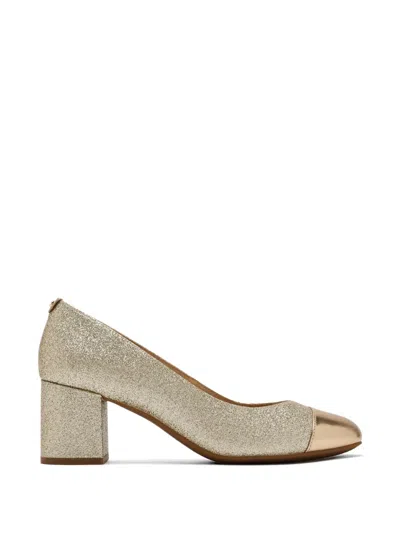 Michael Kors Glitter-effect Cap-toe Pumps In Gold