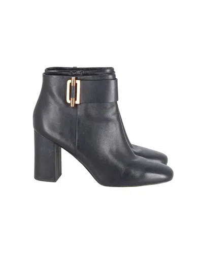 Michael Kors Gloria Ankle Boots In Black Leather In Grey