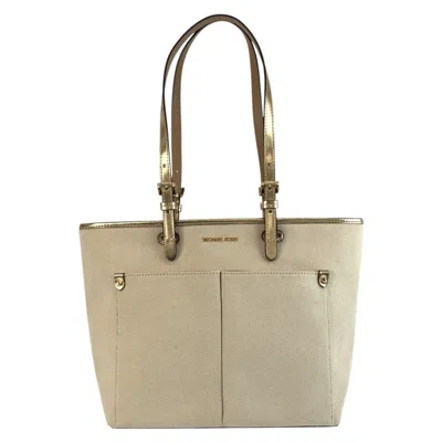 Pre-owned Michael Kors Gold Canvas Shoulder Bag Tote Bag () In Multi