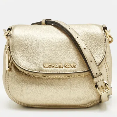 Pre-owned Michael Kors Gold Leather Bedford Flap Crossbody Bag