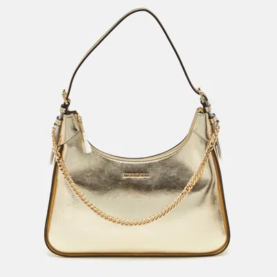 Pre-owned Michael Kors Gold Leather Large Wilma Chain Hobo