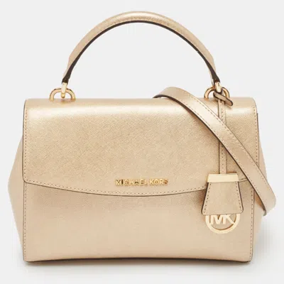Pre-owned Michael Kors Gold Leather Small Ava Top Handle Bag
