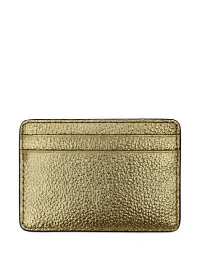 Michael Kors Gold Leather Wallet In Green