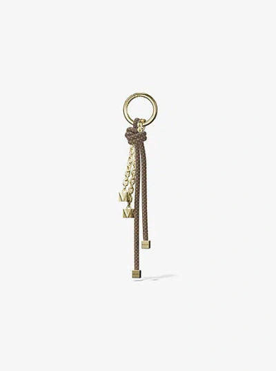 Michael Kors Gold-tone And Speckled Cord Bag Charm In Brown
