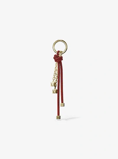 Michael Kors Gold-tone And Speckled Cord Bag Charm In Red