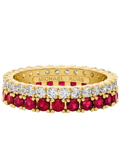 Michael Kors Gold Tone Pave Tennis Ring