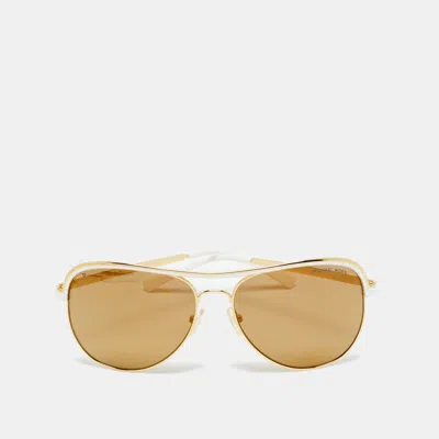 Pre-owned Michael Kors Gold/white Mk 1012 Viviana Aviator Sunglasses