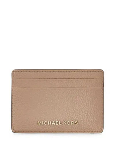 Michael Kors Grained-leather Card Holder In Brown
