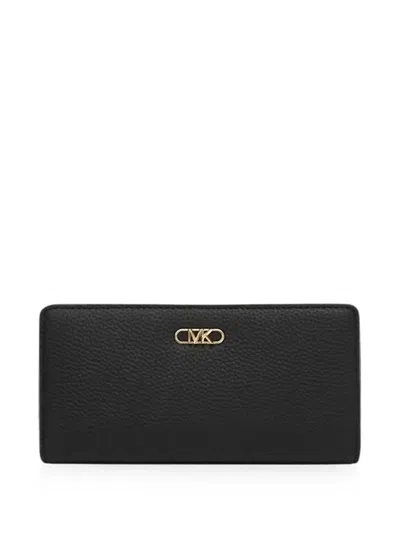 Michael Kors Grained-leather Snap-fastening Wallet In Black