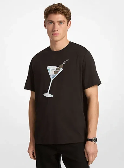 Michael Kors Graphic Cotton T-shirt In Black