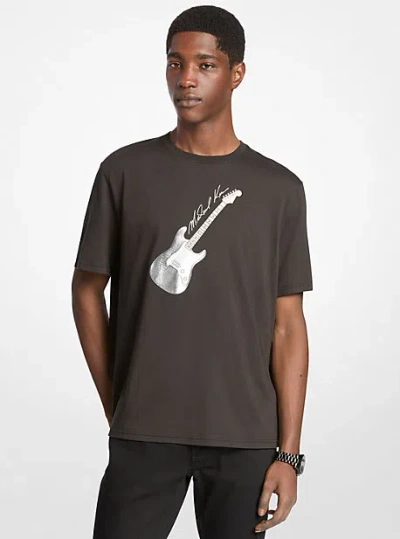 Michael Kors Graphic Cotton T-shirt In Black
