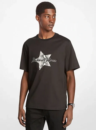 Michael Kors Graphic Cotton T-shirt In Black